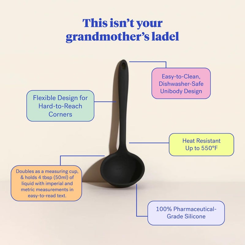 GIR: Get It Right Silicone Ladle Spoon â€“ High Heat Resistant Kitchen Tool, Durable Cooking Utensil for Serving Soups, Stews, Sauces, and Dressings, Ultimate - 13IN - Black - Image 4